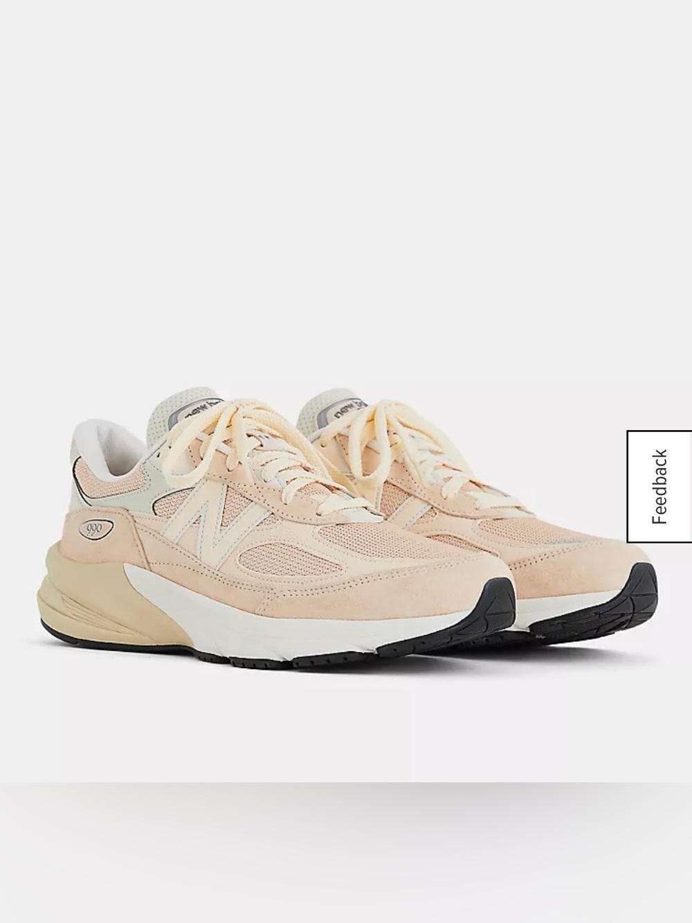 New Balance Women's Pink and Cream 990v6
